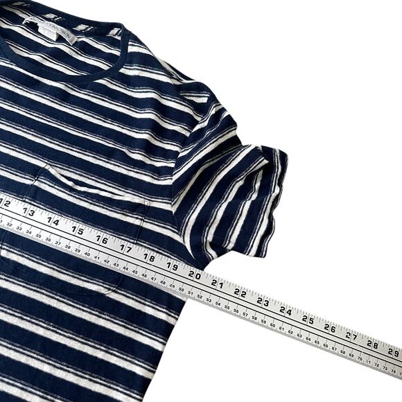 Outerknown T-Shirt Men’s Medium Blue White Striped Hemp Blend Crew Neck Casual - Picture 9 of 11